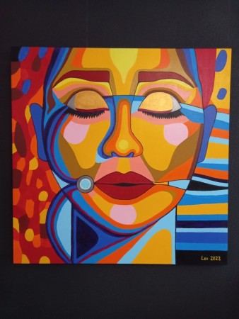 Beautiful lips. 80 x 80 cm. Acrylic painting