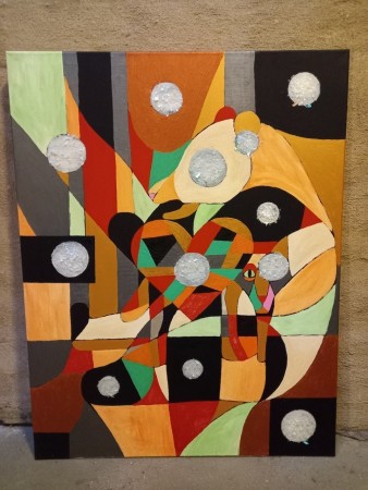 Ursulas heart. 70 x 90 cm. Oil and acrylic painting. 
